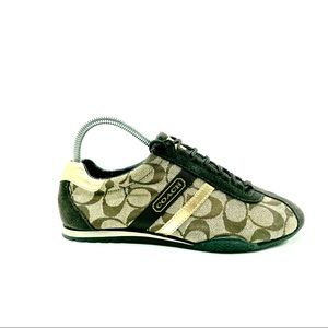 Coach Women's Signature Brown and Gold Sneakers